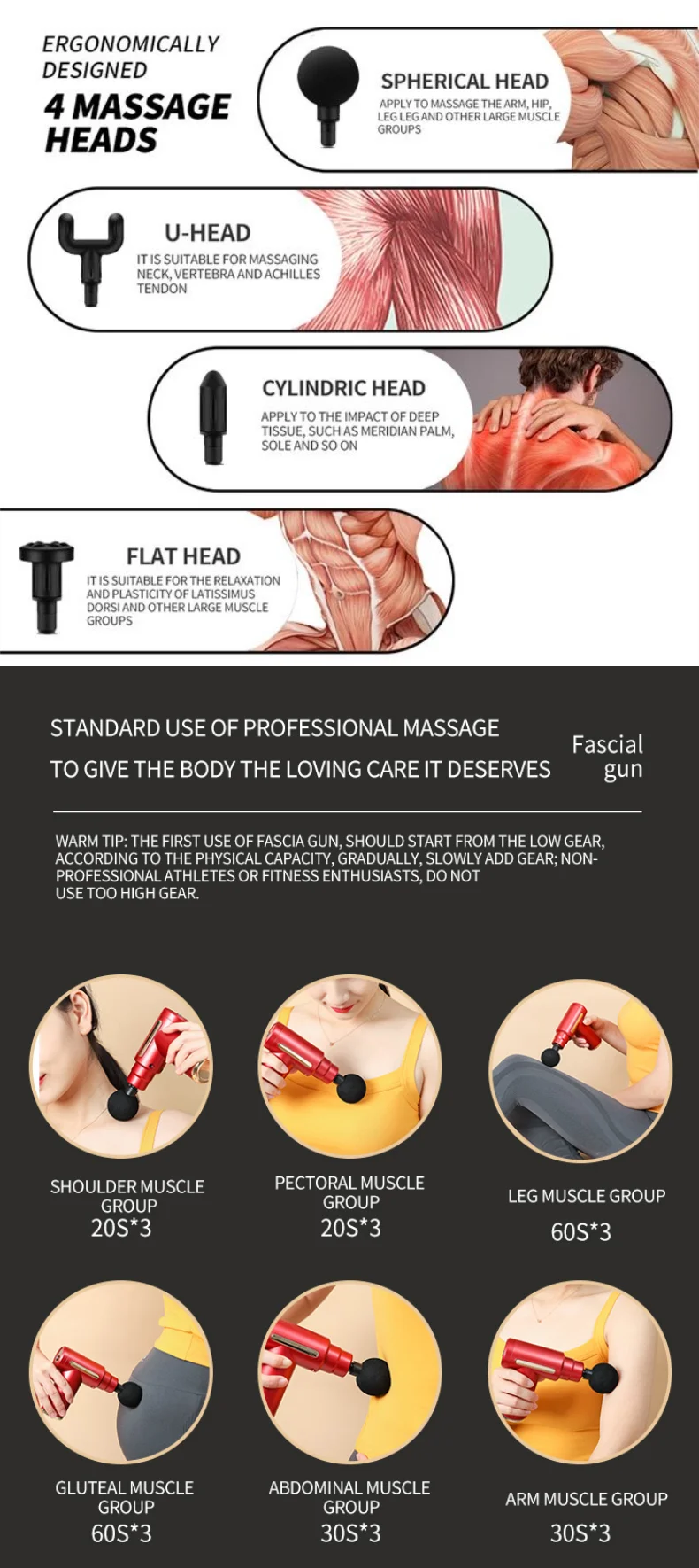 Portable Rechargeable Deep Tissue Muscle Gun Massager Electric Body Percussion Mini Massage Tool Fascial Gun