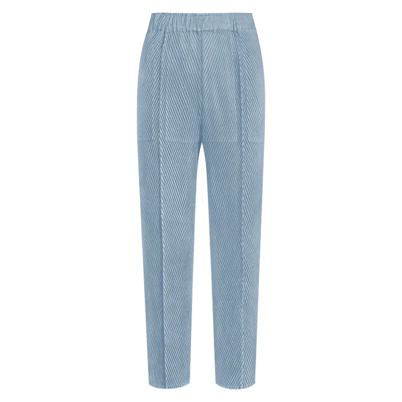 Spring and Summer New Style Fish Scale Pleats High Quality Casual Slim Trousers Loose Solid Color Pants for Women