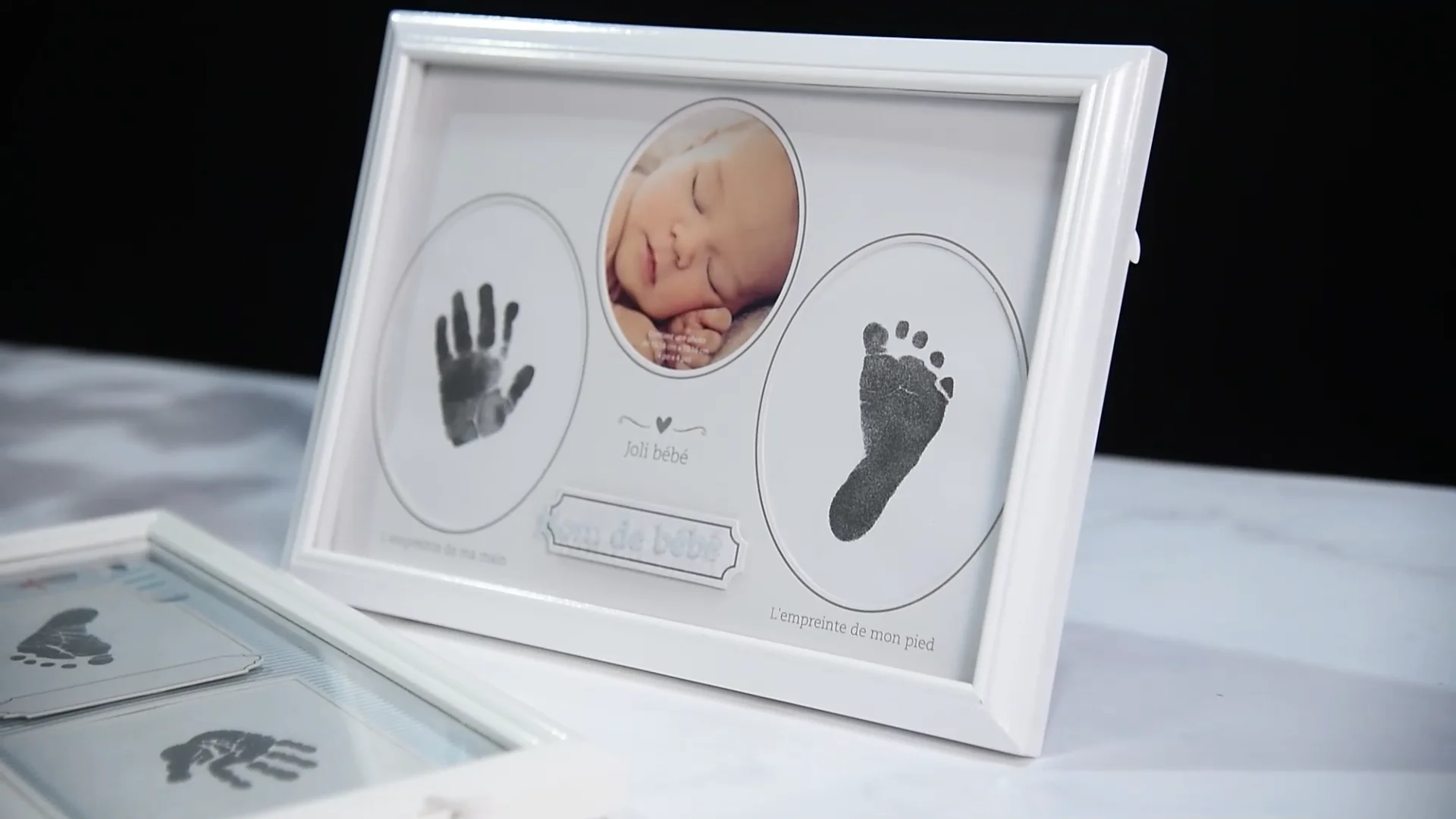 High Quality Wooden Shadow Box 3d Handprint Baby Hospital Bracelet