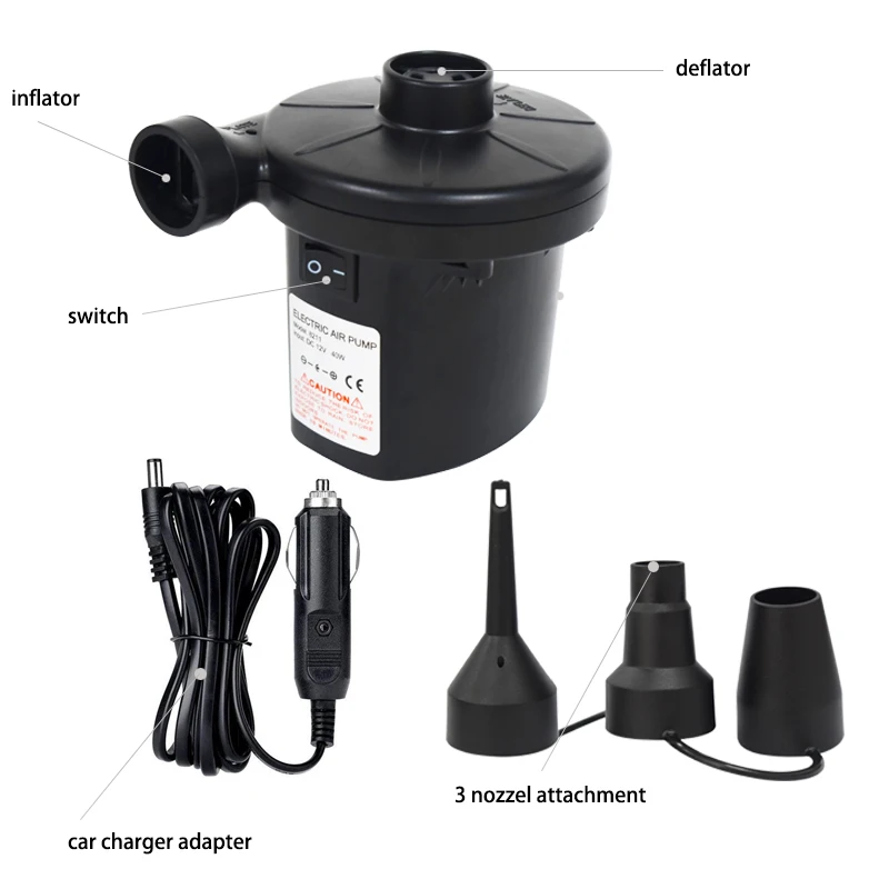 RoHS EMC Approval DC 12V Pump Outdoor Tent air Inflator Car Charger Plug Mini Portable  Inflatable Electric air Inflator