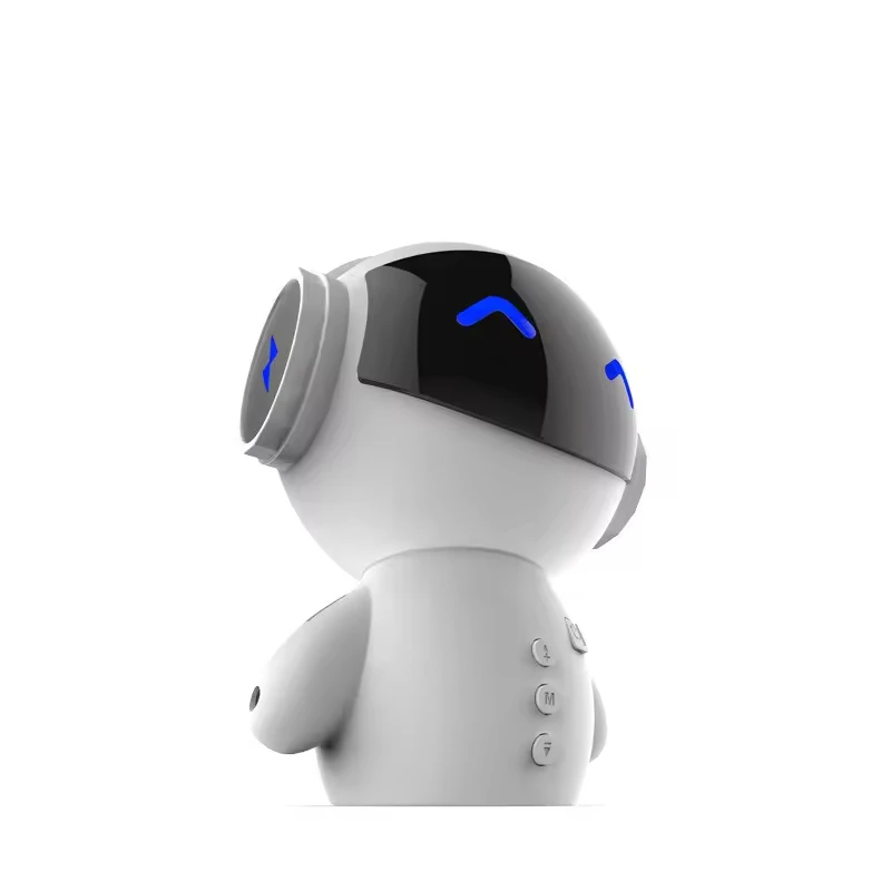 Vofull Mini Alarm Clock Robot Smart Robot Speaker Rechargeable Wireless Heavy Bass Mp3 Speaker
