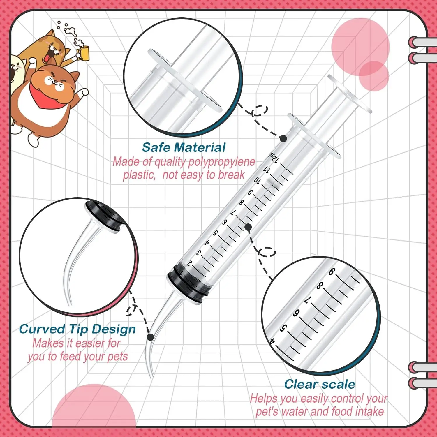 Baby Bird Feeding Syringe 12 ml Pet Liquid Feeding Syringes Kitten Feeder for Small Dogs Cats Puppy Kitten Feeding Supplies