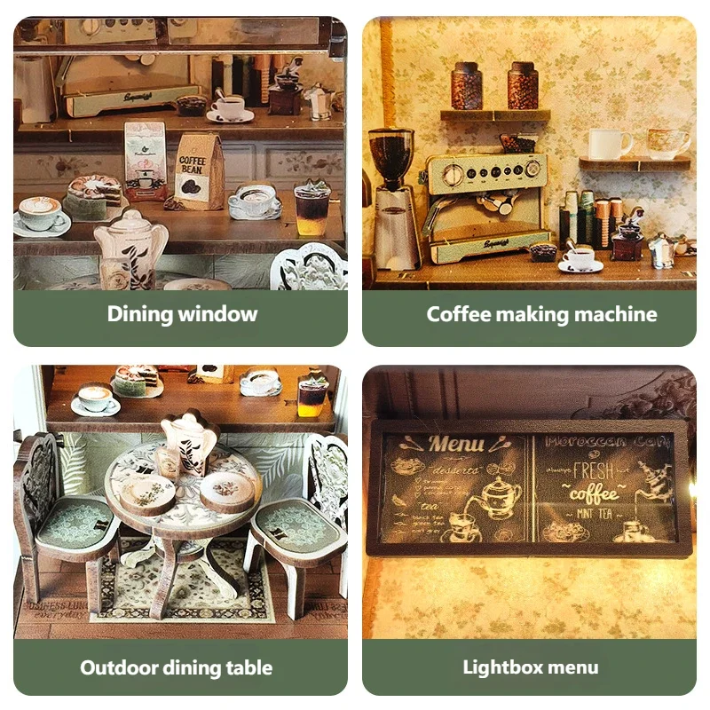 product coffee house doll houses 3d wooden puzzle ce certified eco friendly miniature architecture book nook-1