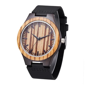 TJW Men's Sport Ebony Wood Quartz Watch with SEIKO PC21 Movement OEM Customizable Options Available