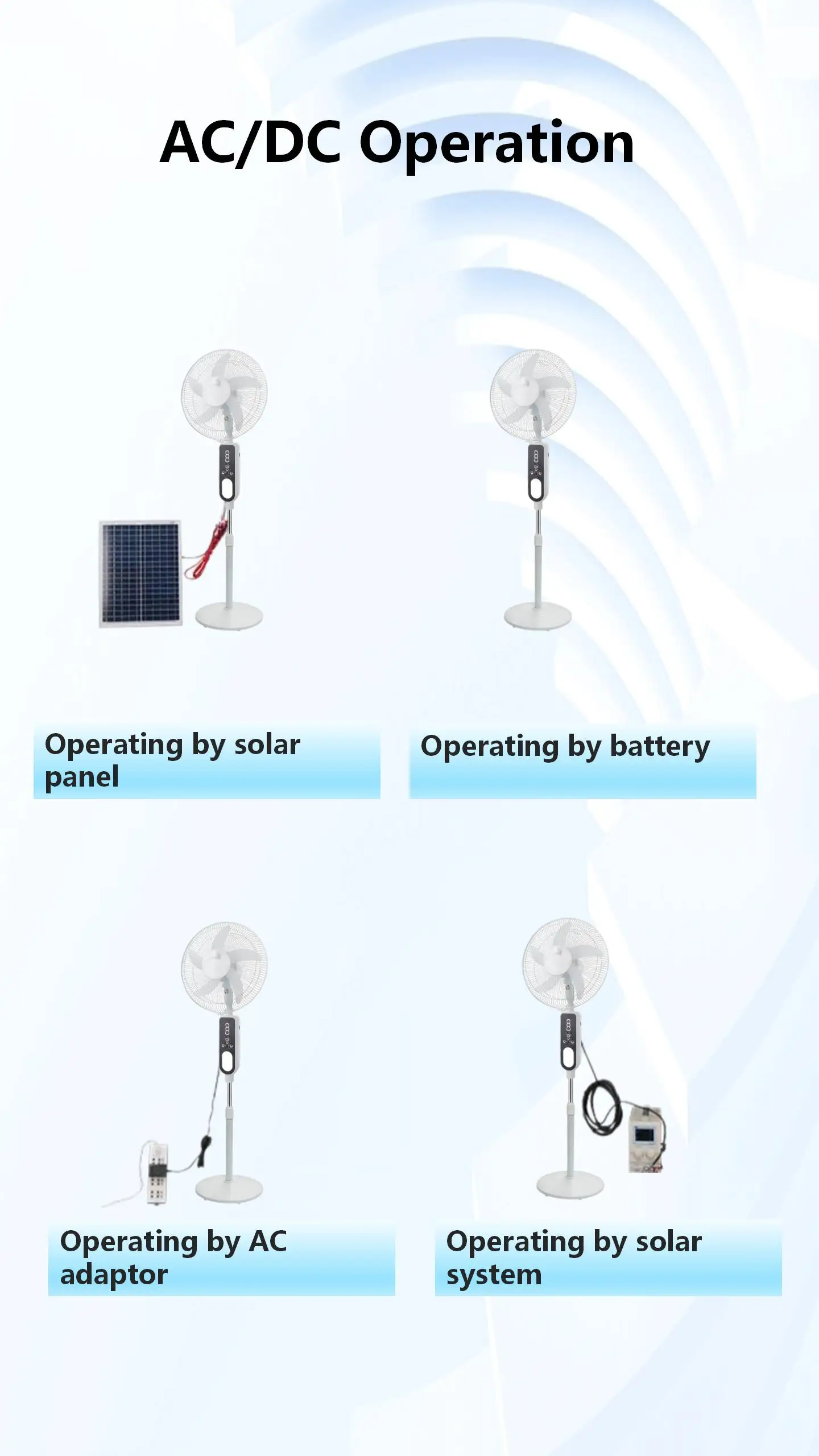 16'' Ac/dc Rechargeable Solar Floor Fan With Powerful 9 Speed Wind ...