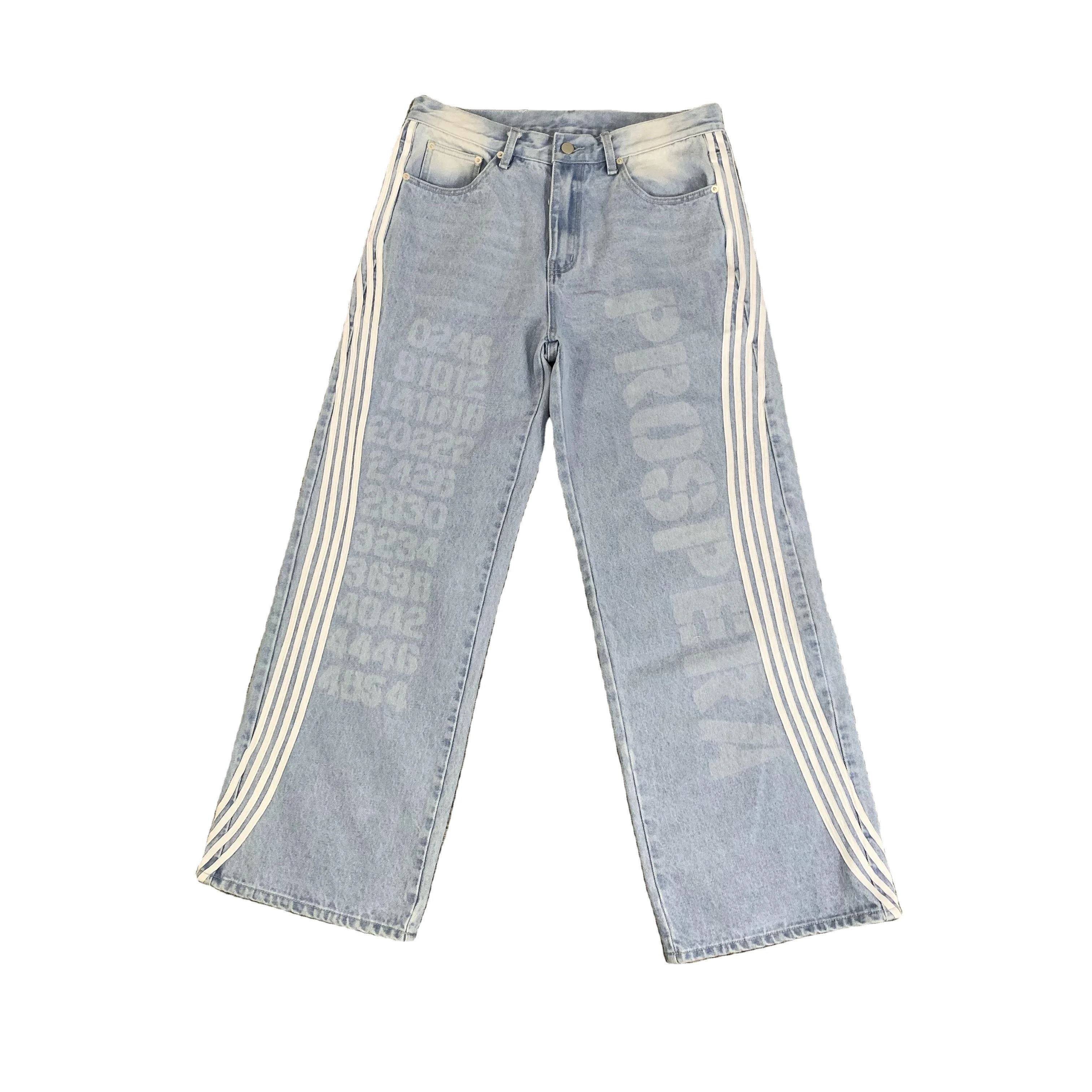 Blue Jeans Mens Jeans White Stripe Printed Jean Stripe DENIMGUYS