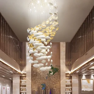 ECOJAS New Design Glass Hotel Pendent Light LED Luxury Crystal Ceiling Light Customized Chandelier