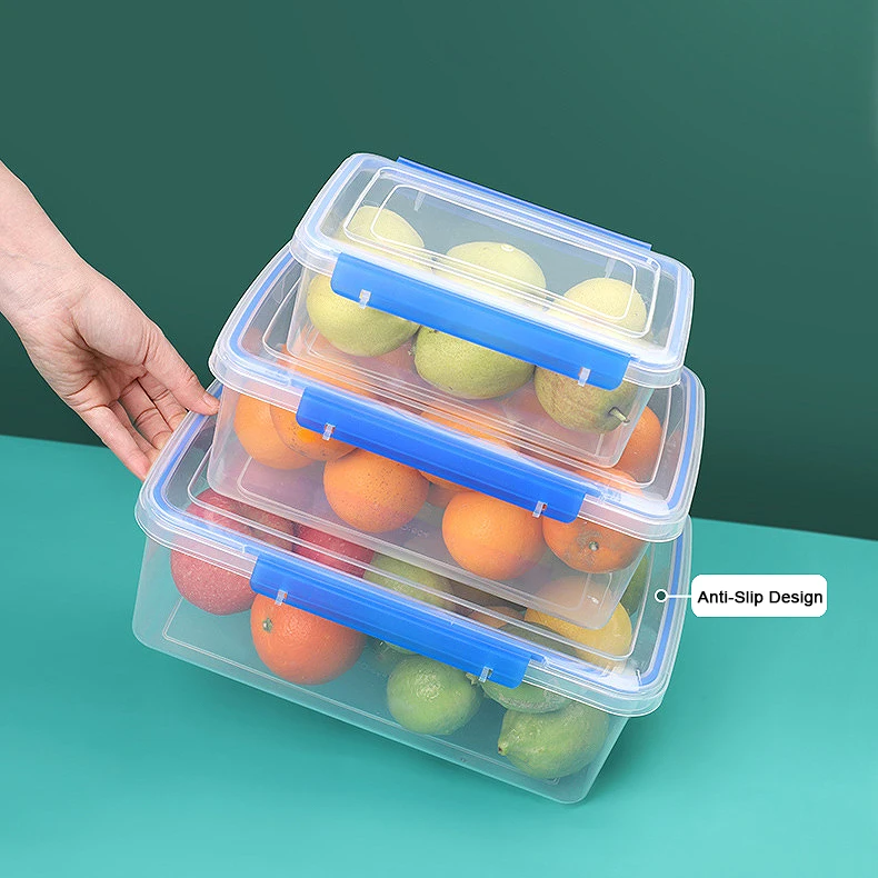 Multifunctional Clear Rectangular Kitchen Food Grade Pp Plastic Food Container Ingredient Bin Storage Box With Seal Cover details