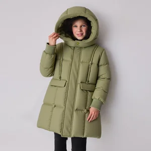 Winter High Quality Kids Down Coats Long Plus Size Breathable Plush Warm Windproof Skin Friendly Casual Coat