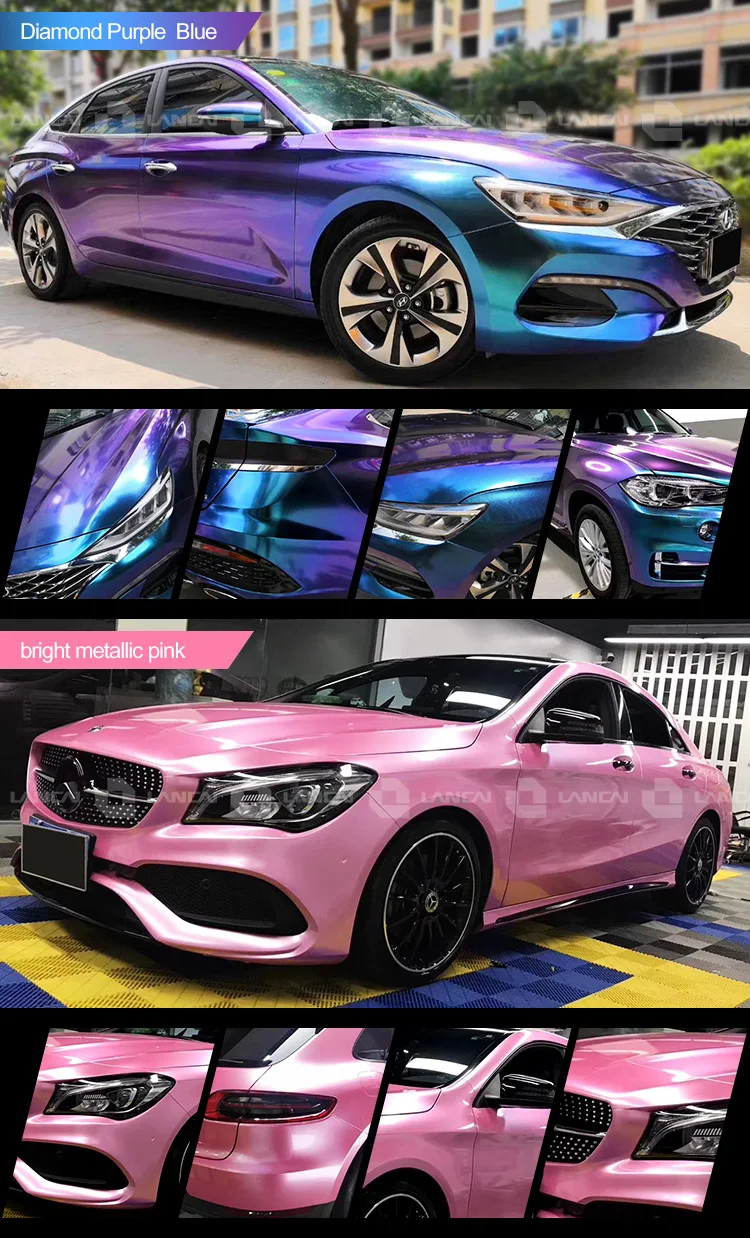 Car Wrapping Film Colorful Metallic Vinyl Film Rolls Air Bubble Free
