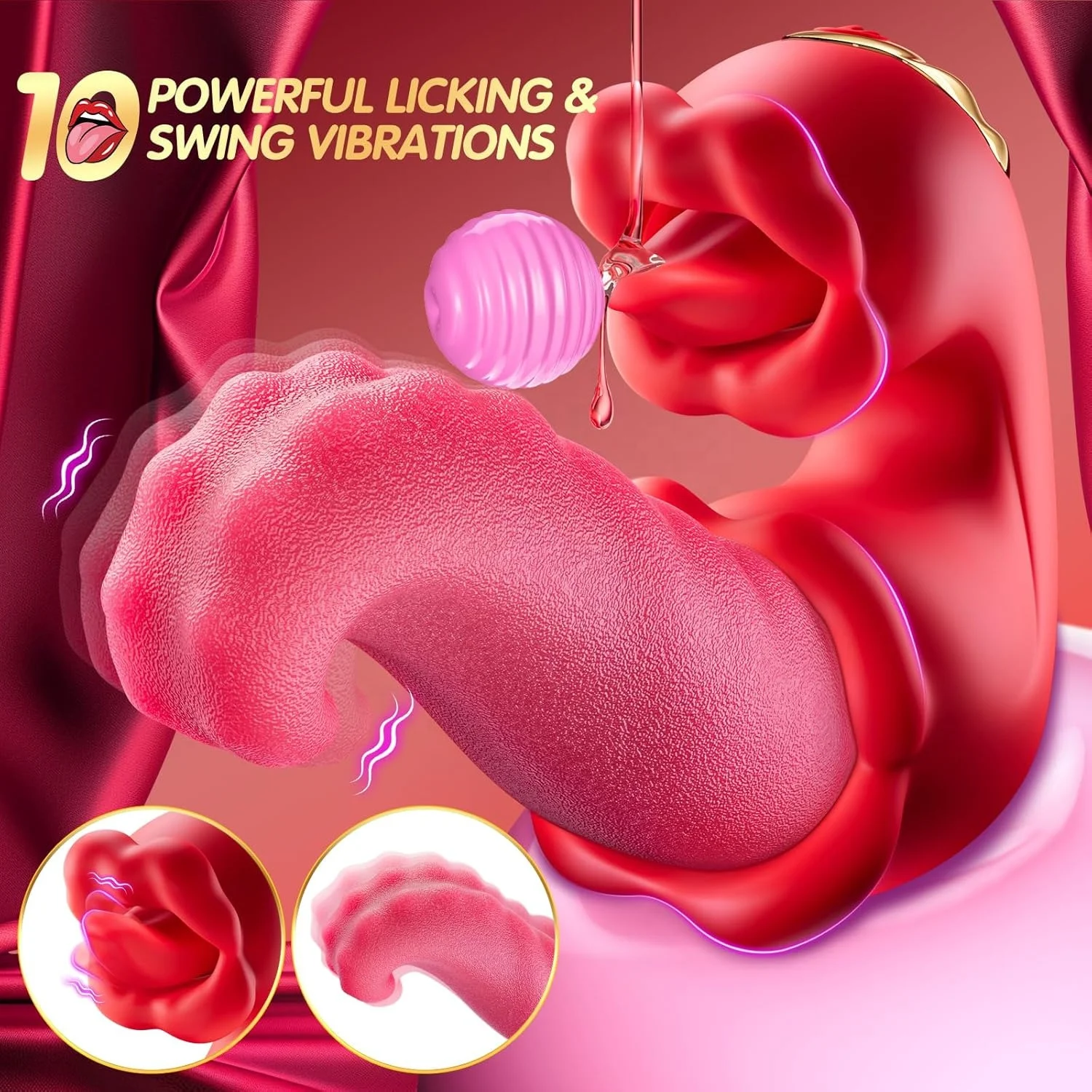 3 in 1 Tongue Swing Tease Vibrator Mouth Biting Clitoral Nipple Stimulator Clit G Spot Pleasure Tools Sex Toys for Women Couples