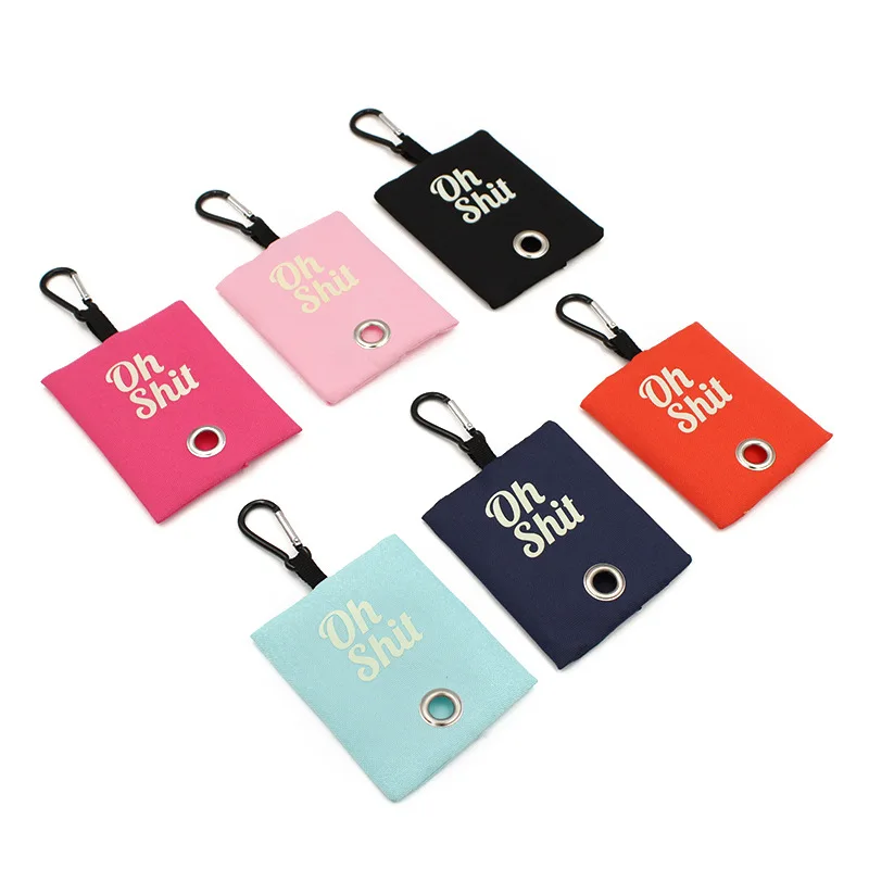 Custom Logo Printing Portable Canvas Dog Poop Bag Holder Pet Poop Bag Dispenser Puppy Waste Bag Holder with Leash Buckle
