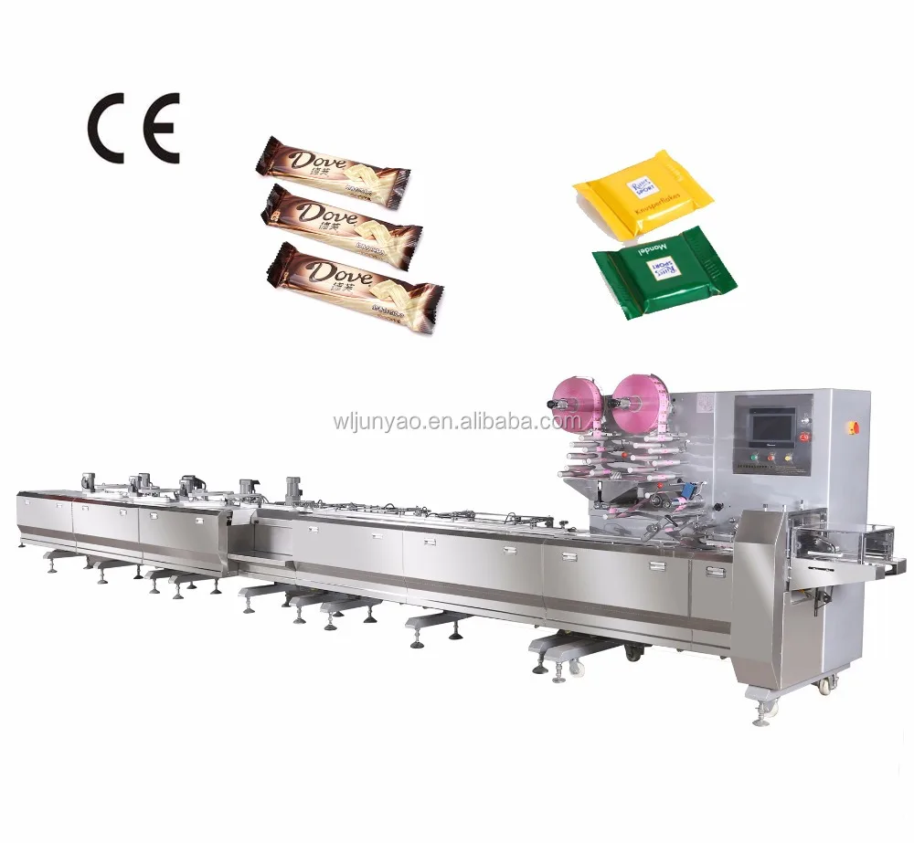 Automatic Feeding Servo Drive Pillow Chocolate Bar Wrapping Packing Machine