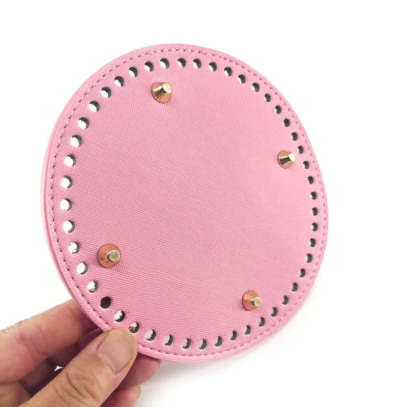 4 Pezzi Fondo Borsa In PU Per Uncinetto – Base Forata Con Chiodi, 22x10 Cm – Colori: Beige, Caffè, Argento, Marrone - copertina