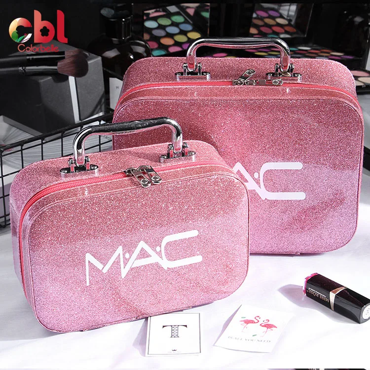 Fashionable luxury pink brand logo travel cosmetic bags cases organizer large capacity makeup bag custom cosmetic bags From m.alibaba.com
