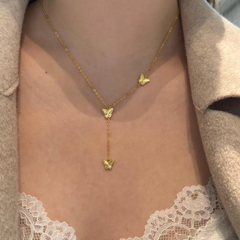 KAKODIY new 925 sterling silver jewelry gold-plated tassel butterfly forest necklace for women detail 6