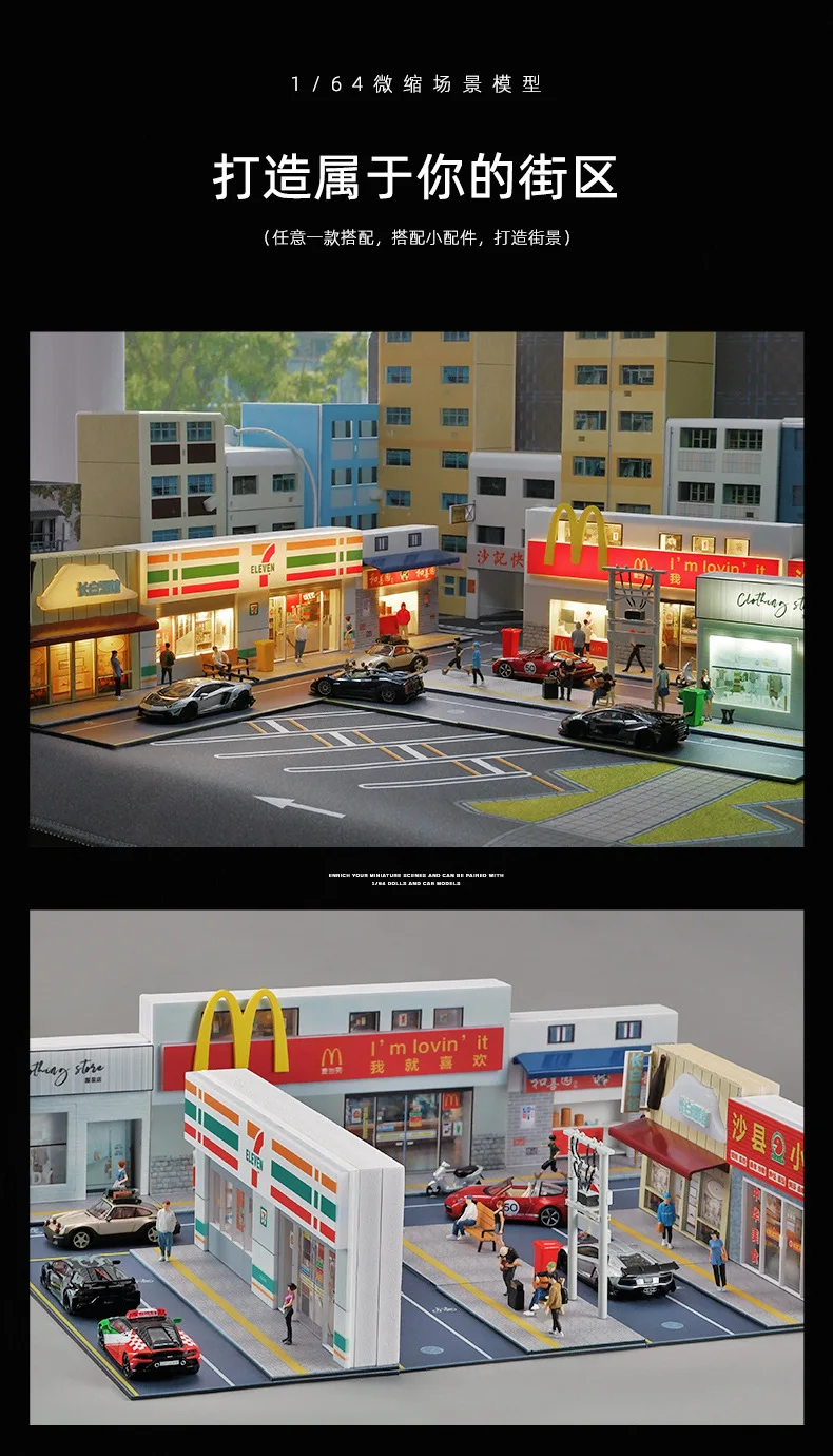 New 1:64 Scale Diecast Parking Spaces Lot Scene With Led Lighting Pvc ...