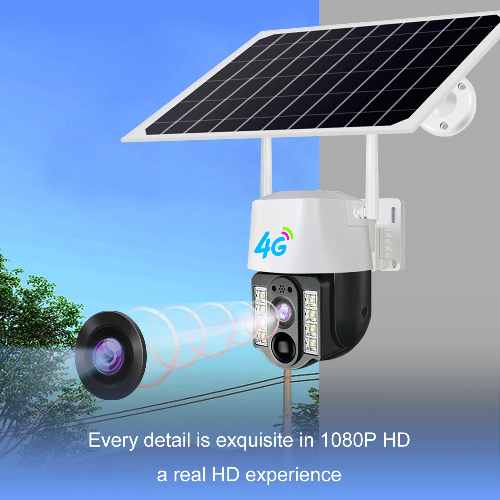 V380Pro Low Power Consumption 8W Solar Camera Security 4G Outdoor PTZ 5MP  Wireless Surveillance CCTV Camera