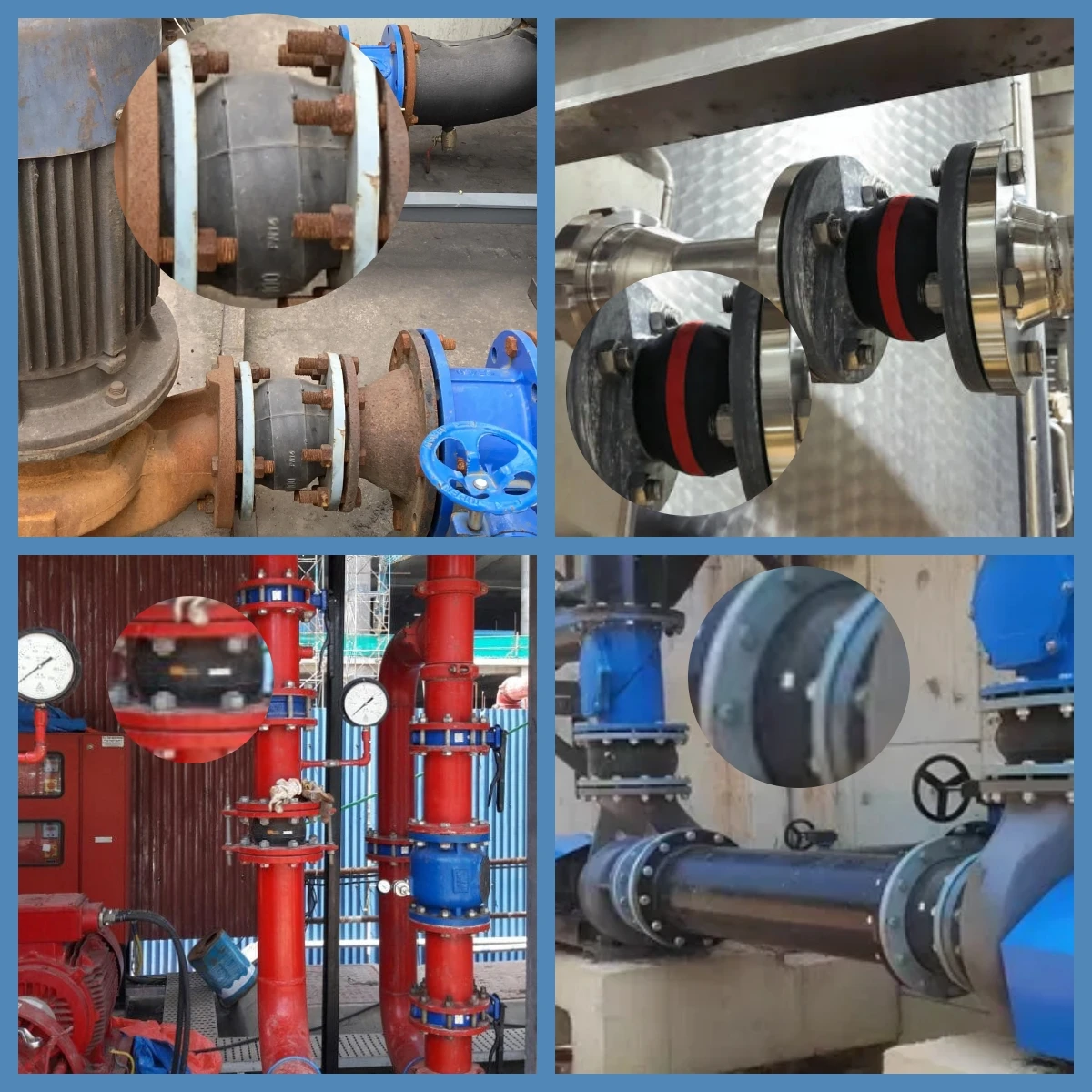 Forged Zinc Plated 4in Mounting Hole Rubber Flexible Joint Anti-Vibration  Pipe Fittings Flange for Power Plant