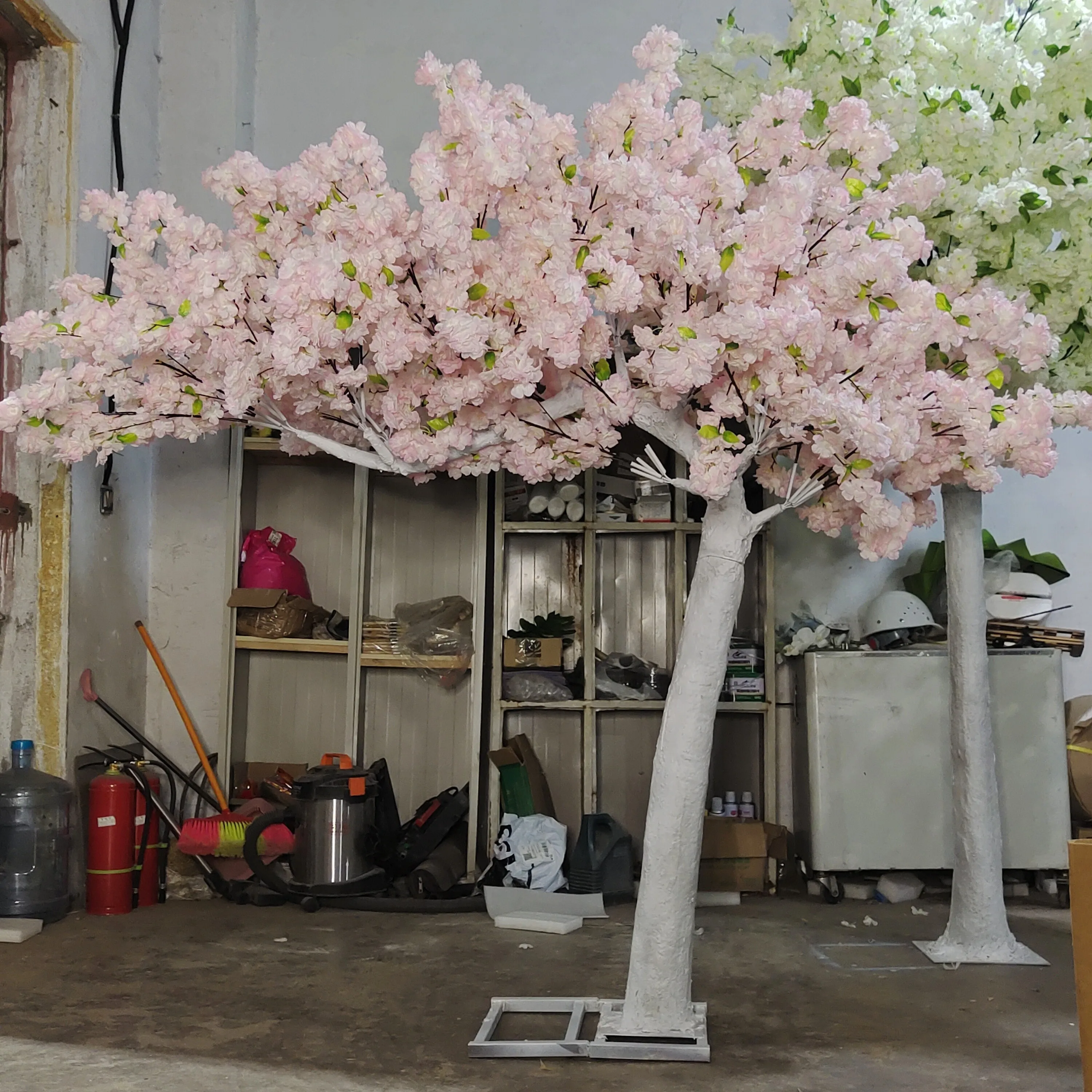 Dct001 Customized Big Artificial Cherry Blossom Plant Faux Silk Pink