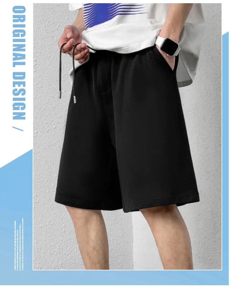 Wholesale summer Men Casual Shorts cotton unisex custom shorts with logo print Solid Elastic breathable Basic men's shorts hot