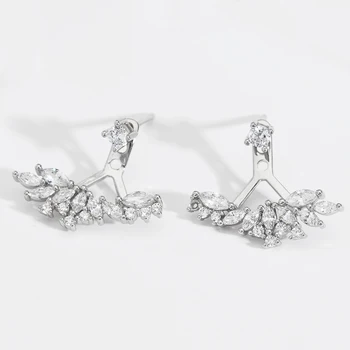 DQ11256E 925 sterling silver zirconia angel wing stud earrings CZ tree shaped fashion jewelry stud earrings
