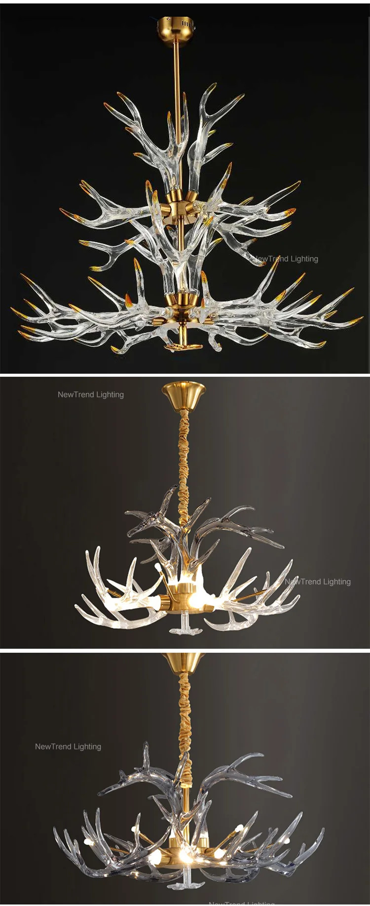cpl 214 modern design indoor decoration custom hotel villa club gallery home dining living room metal acrylic antler branch chandelier-2