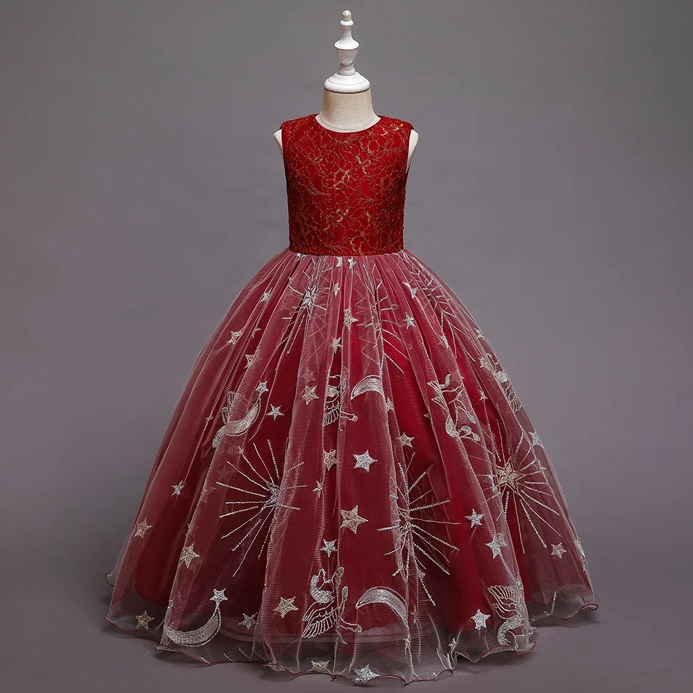 strapless open back dress Red Girl Lace Christmas Birthday Party Dress Flower Wedding Gown Formal Kids Dresses for Girls Teen Clothes 6 14 Yrs Navy Blue 3 / 9
