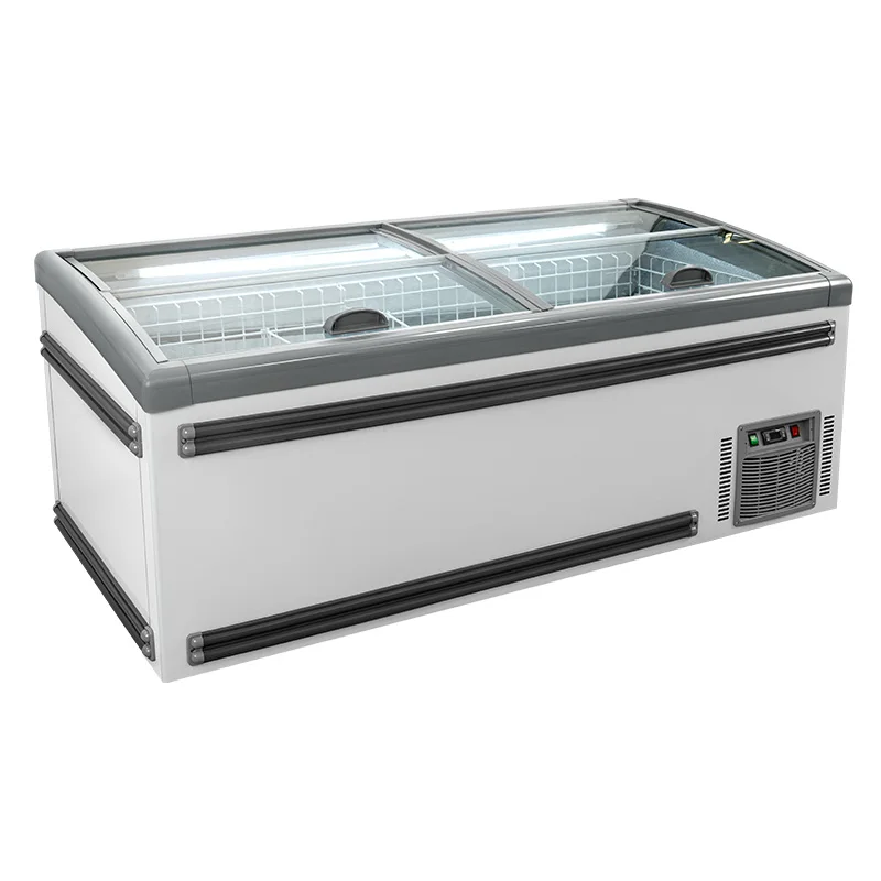 Supermarket Meat Type Island Chiller Chest Freezer Commercial