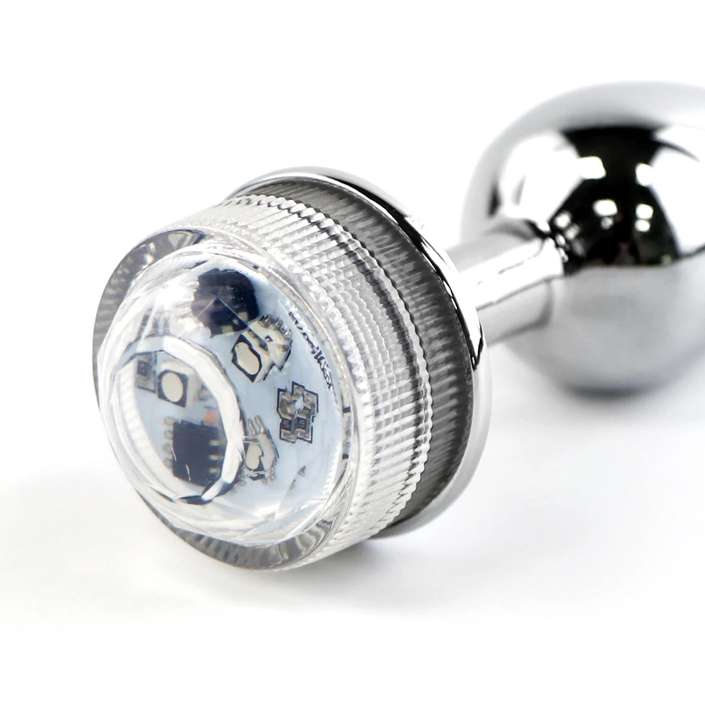 Aimitoy No Vibrator Remote Control Change Colorful Ass Lamp Anal Dilatation Metal Sex Toys Women Light up Butt Led Anal Plug