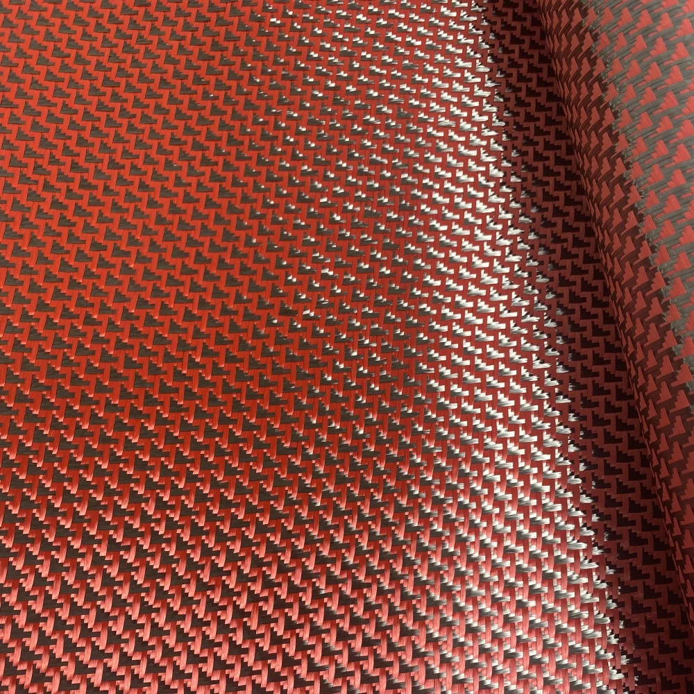 Red Airplane Pattern Carbon Fiber Jacquard Fabric 3K Twill Plain 280gsm for Luggage Felt Bag Drone Accessories Durable Stylish