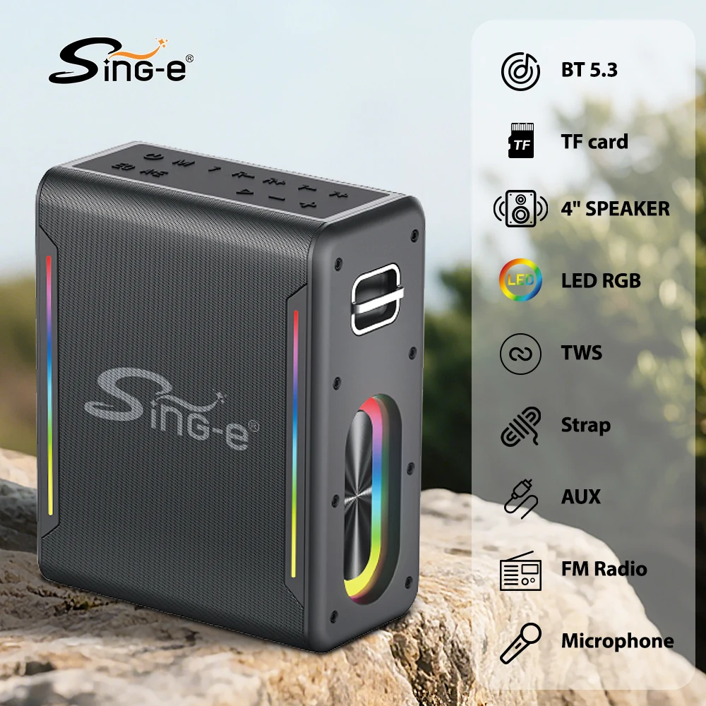 Caixa de Som Bluetooth SING-E ZQS-V73 50W com Microfone Móvel RGB