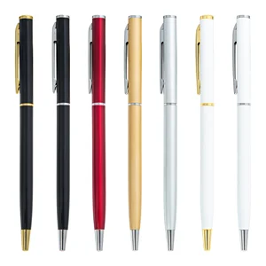 Hot Sale Slim Twist Ink Metal Ballpoint Pen with Custom Logo for Hotel & Wedding Gift Novelty Promotion Pens