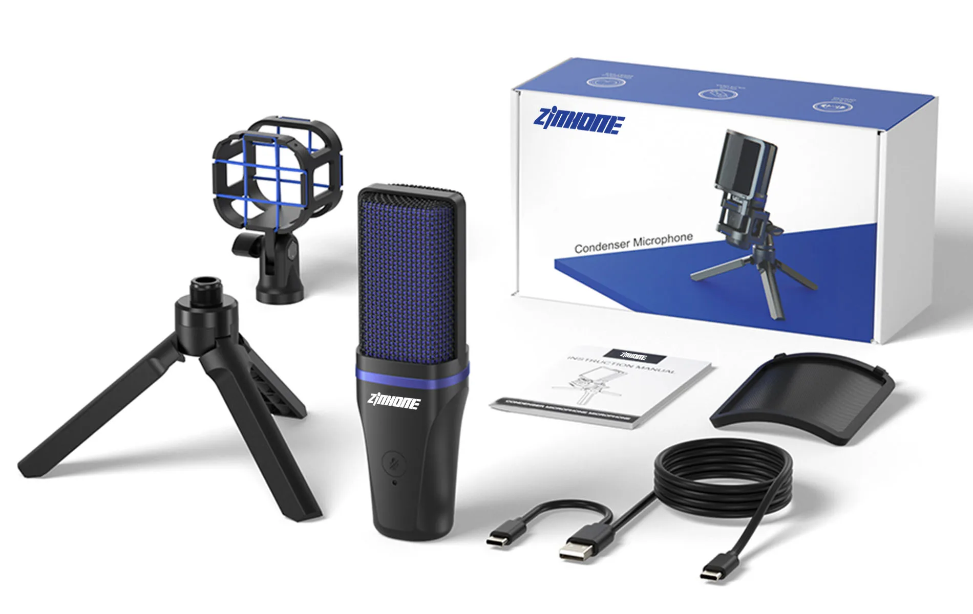 Microfono Dinamico USB/Type-C TONOR Con RGB – Cardioide Per Gaming, Podcast E Streaming, Monitoraggio 3.5mm E Controllo Volume