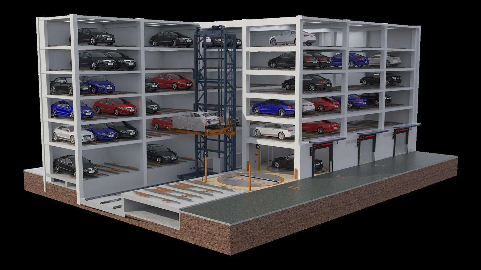High Levels High Speed Mechanical Car Tower Parking System / Stacker Parking Rotary  Vertical Parking