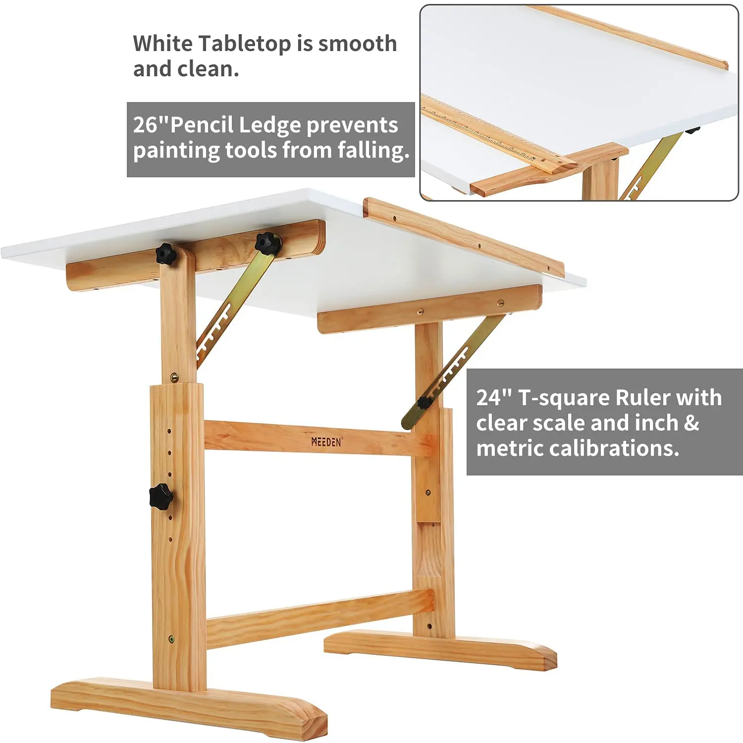 MEEDEN Solid Wood Drafting Table
