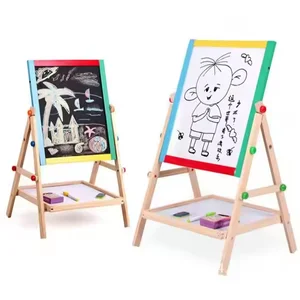 Wooden Children Double-Side Lifing 2 in 1 Drawing Board Painting Art Blackboard Montessori Educational Toys for Boys Girls
