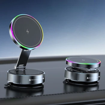 2025 New Arrival Adjustable Magnetic Phone Holder Wireless Charging Vacuum Suction Cup Car Mount for Desk Use