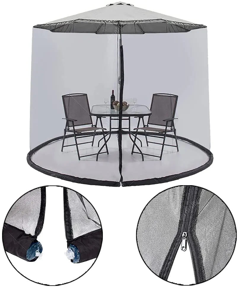Umbrella Mosquito Netting Polyester Mesh Screen With Zipper Opening