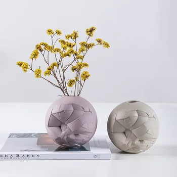 Merlin nordic round vase funny novelty smashed simulation innovative desktop ornament home decor with ceramic vase