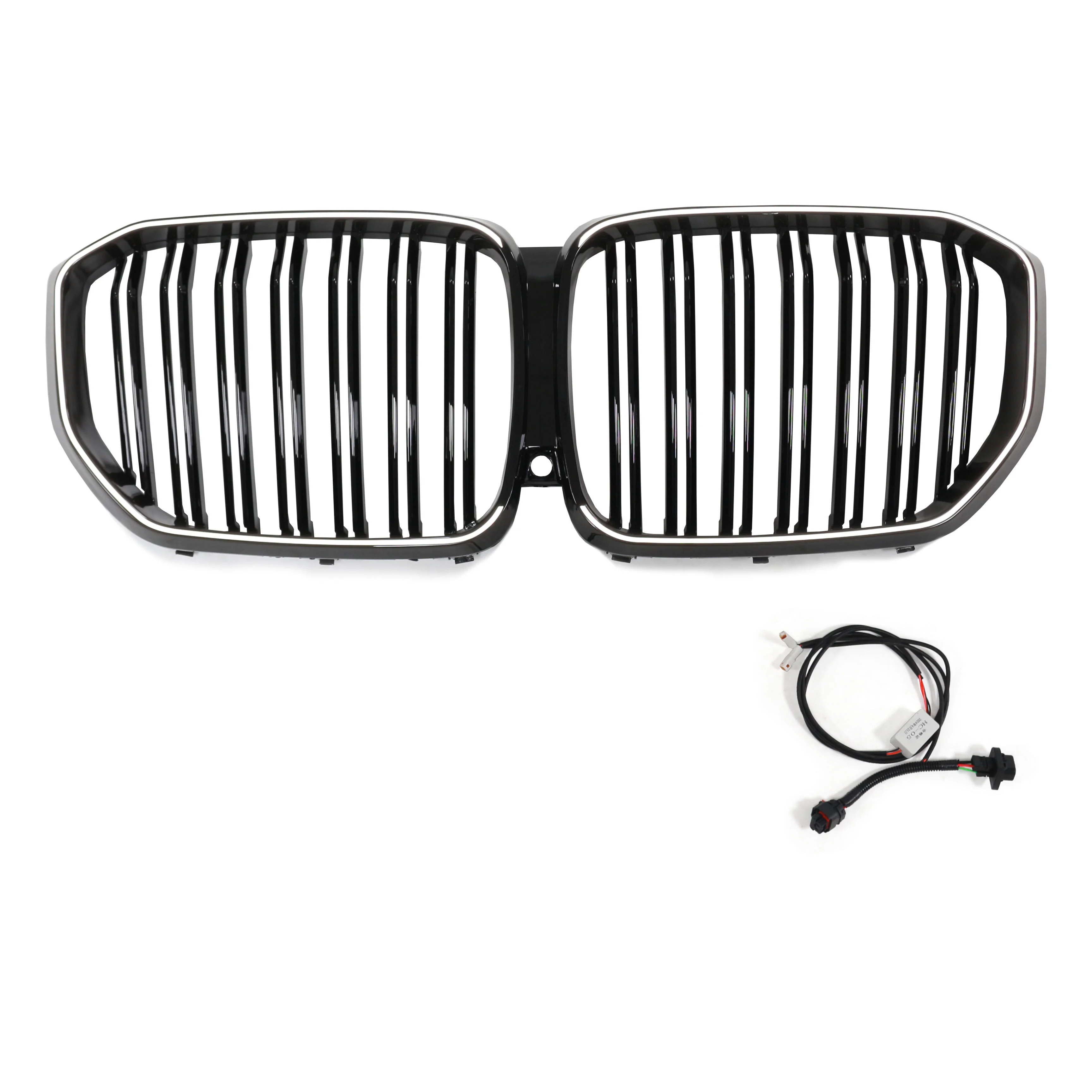 X5 G05 2019-2022 Double Line Gloss Black Kidney LED Chrome Front Grill Grilles Bumper Upgrade Center Grille for BMW