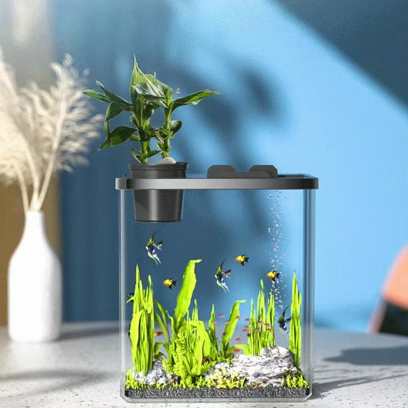 Transparent Acrylic Fish tank Viewing Fish tank Aquarium Landscaping With Lid Living Room Small Desktop tank Large