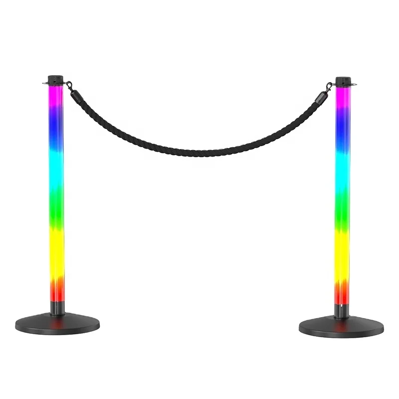 Jinke New Design Transparent Crowd Control Queue Pole Retractable Belt Post Rope Barrier RGBW LED Light clear Stanchions