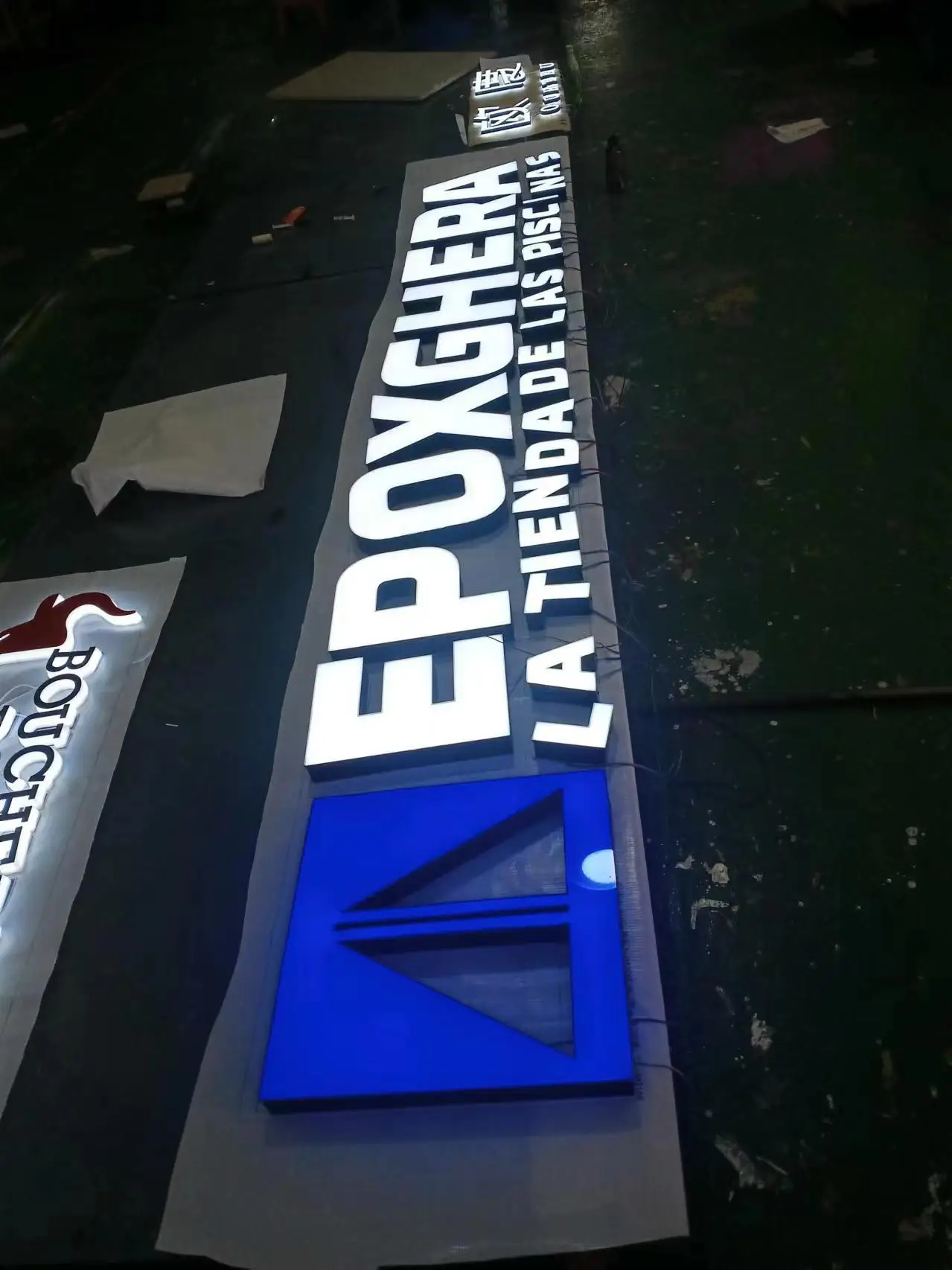 3D LED Gold Brushed Stainless Steel Front-lit Sign, Outdoor Building Commercial Acrylic Light-up Signage.