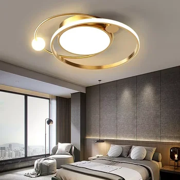 Modern Round LED Chandelier and Ceiling Light Luxury for Living Room European Gold Iron 90 Nordic Pendant Light Dining E14 360