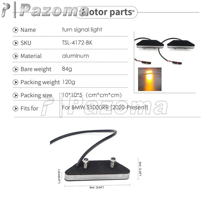 Motorcycle Front Mirror Block Off LED Turn Signal Light and Rear Tidy LED Tail Light Fender Eliminator for BMW S1000RR 2020 2021