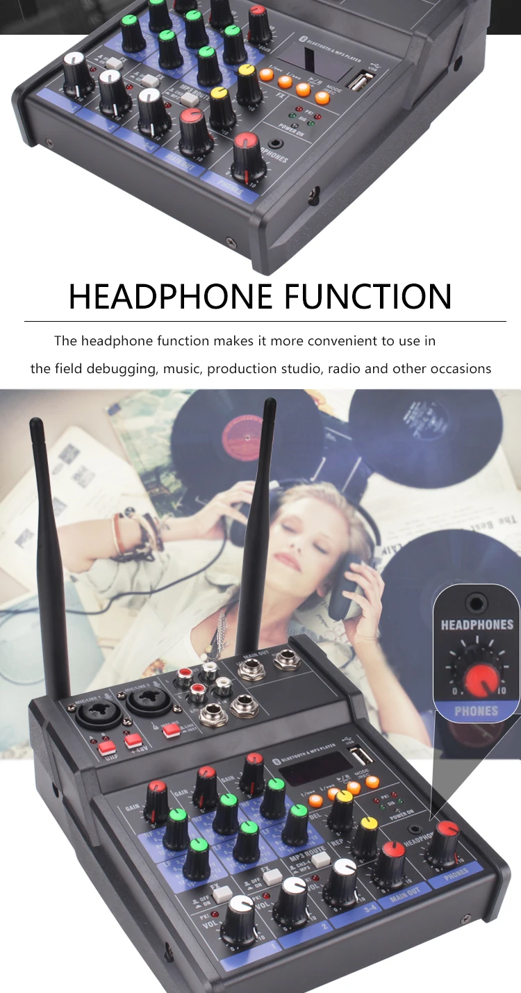 New Design Professional Buildin 48v Phantom Power 4 Channel Usb Audio