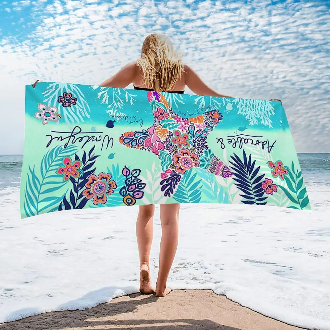 Wholesale Custom Lightweight Striped Microfiber Beach Towels Sand-Free Digital Sublimated Personalized Logo Design
