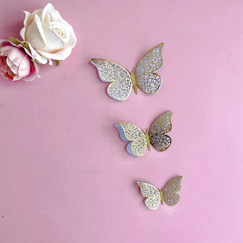 Double Layer Butterfly Cake Toppers Princess Girls Wedding Happy