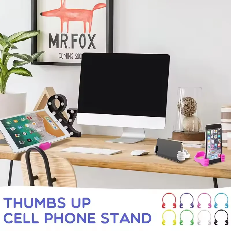 universal cheap promotional Cute Thumb-up Desktop Cell Phone Holder Stand Adjustable Plastic Lazy Phone Stand